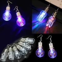 Ijzeren oorbellen, Ijzer, met Glas, ijzer oorbel haak, Light Bulb, platinum plated, verschillende stijlen voor de keuze & voor vrouw & luminated, nikkel en cadmium vrij, 65x25mm, Verkocht door pair