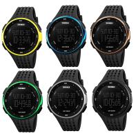 SKmei®1219 Men Jewelry Watch Silicone with plastic dial & Stainless Steel plated 50M waterproof & adjustable & LED & for man Approx 10 Inch Sold By PC