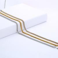 Stainless Steel Chain Ogrlica, Nehrđajući čelik, pozlaćen, rubnik lanac & za čovjeka, više boja za izbor, 4mm, Prodano Per Približno 21.7 inčni Strand