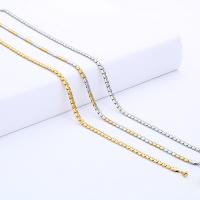 Rustfrit Stål Nekclace Chain, Stainless Steel, forgyldt, for mennesket, flere farver til valg, 3mm, Solgt Per Ca. 21.6 inch Strand