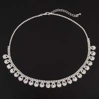 Cink Alloy nakit ogrlice, pozlaćen, za žene & s Rhinestone, više boja za izbor, dovesti i kadmija besplatno, 420mm, Prodano Per Približno 16.5 inčni Strand