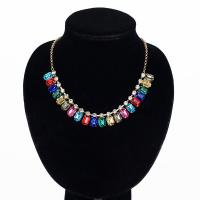 Mode Collier Choker, alliage de zinc, avec verre, Placage de couleur d'or, pour femme, sans plomb et cadmium, 380mm, Vendu par Environ 14.5 pouce brin