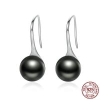 925 Sterling Zilver Oorbel, met Shell Pearl, voor vrouw, 9x24mm, Verkocht door pair