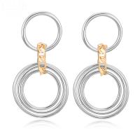 Zinc Alloy Drop Earring, met plastic earnut, roestvrij staal oorbel bericht, Donut, plated, voor vrouw, nikkel, lood en cadmium vrij, 64x33mm, Verkocht door pair