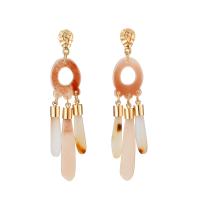 Zinc Alloy Drop Earring, med plast earnut & Akryl, rustfrit stål ørering indlæg, guldfarve belagt, for kvinde, flere farver til valg, bly & cadmium fri, 93mm, Solgt af par