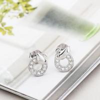 Cubic Zirconia Micro άνοιγαν Sterling Silver Σκουλαρίκι, 925 Sterling Silver, επιπλατινωμένα, μικρο ανοίξει κυβικά ζιρκονία & για τη γυναίκα, 6x8mm, Sold Με Ζεύγος