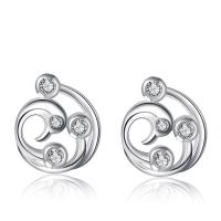 925 Sterling Silver Graí Earring, platanam plátáilte, micrea réiteach zirconia ciúbach & do bhean, 8x10mm, Díolta De réir Péire