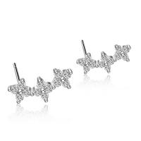 925 Sterling Sølv Stud Earring, platineret, Micro Pave cubic zirconia & for kvinde, 14mm, Solgt af par