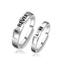 Δαχτυλίδια ζευγάρι Finger, 925 Sterling Silver, λέξη αγάπη για πάντα, επιπλατινωμένα, ανοιχτό & ρυθμιζόμενο & μικρο ανοίξει κυβικά ζιρκονία & σμάλτο, Μέγεθος:6-10, Sold Με Ζεύγος