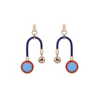 Zinc Alloy Drop Earring, rustfrit stål ørering indlæg, guldfarve belagt, emalje, bly & cadmium fri, 38x70mm, Solgt af par