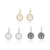 Strass Earring, Zinc Alloy, ijzer oorbel haak, Tree of Life, plated, voor vrouw & met strass, meer kleuren voor de keuze, lood en cadmium vrij, 23mm, Verkocht door pair