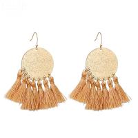 Fashion Fringe Boucles d'oreilles, alliage de zinc, avec corde en nylon, fer boucle d'oreille crochet, glandpompon, Placage de couleur d'or, pour femme, plus de couleurs à choisir, sans plomb et cadmium, 53mm, Vendu par paire