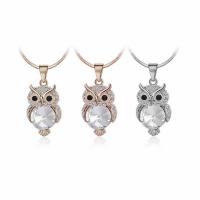 Zinc Alloy smykker halskæde, med jern kæde & Krystal, Owl, forgyldt, slange kæde & for kvinde & facetteret & med rhinestone, flere farver til valg, bly & cadmium fri, 23x14mm, Solgt Per Ca. 17 inch Strand