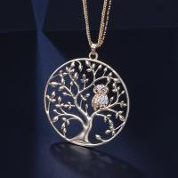 Zlatna lančana lančana lančana vlakna, Cink Alloy, s željeza lanac, s 5cm Produžetak lanac, Tree of Life, pozlaćen, za žene & 3-cjedilu & s Rhinestone, više boja za izbor, dovesti i kadmija besplatno, 65mm, Prodano Per Približno 27.5 inčni Strand