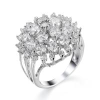 Cubic Zircon Brass Finger Ring platinum plated Unisex & with cubic zirconia nickel lead & cadmium free Sold By PC