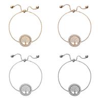 Zinklegering armbandkettingen, Zinc Alloy, met 5cm extender keten, Tree of Life, plated, uniseks & verstelbaar & met strass, meer kleuren voor de keuze, lood en cadmium vrij, 25mm, Per verkocht Ca 8.5 inch Strand