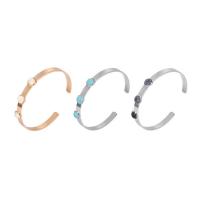 Cink Alloy Bangle Nakit, s Sintetička Tirkizna, List, pozlaćen, prilagodljiv & za žene, više boja za izbor, dovesti i kadmija besplatno, 10mm, Unutarnji promjer:Približno 59mm, Dužina Približno 7 inčni, Prodano By PC