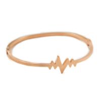 Nerūdijančio plieno Bangle, Nerūdijantis plienas, rožinė aukso spalva padengtas, moters, 2.30mm, Vidinis skersmuo:Apytiksliai 57mm, Pardavė PC