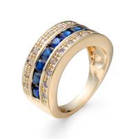 Cubic Zircon Brass Finger Ring gold color plated Unisex & with cubic zirconia nickel lead & cadmium free Sold By PC