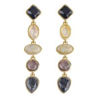 Zinc Alloy Drop Earring, met plastic earnut & Hars, roestvrij staal oorbel bericht, Traan, gold plated, voor vrouw, meer kleuren voor de keuze, lood en cadmium vrij, 83x14mm, Verkocht door pair