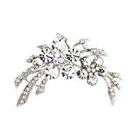 Zinc Alloy Broche, Bloem, platinum plated, voor vrouw & met strass, lood en cadmium vrij, 55mm, Verkocht door PC