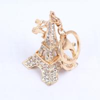 Zinc Alloy Key Sluiting, Eiffeltoren, gold plated, met strass, lood en cadmium vrij, 130mm, Verkocht door PC