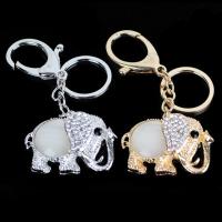 Zinc Alloy Key Lås, med Cats Eye, Elephant, forgyldt, med rhinestone, flere farver til valg, bly & cadmium fri, 40mm, Solgt af PC