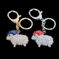 Key Chain, Zinc Alloy, Får, forgyldt, emalje & med rhinestone, flere farver til valg, bly & cadmium fri, 53mm, Solgt af PC