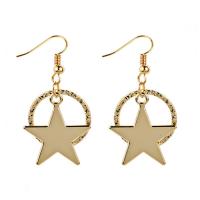 Zinc Alloy Oorbellen, ijzer oorbel haak, Ster, gold plated, voor vrouw, lood en cadmium vrij, 45mm, Verkocht door pair