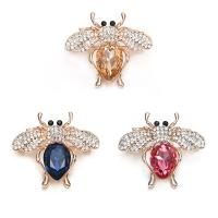 Crystal broche, Zinc Alloy, met Kristal, Honingbij, gold plated, voor vrouw & gefacetteerde, meer kleuren voor de keuze, lood en cadmium vrij, 38x42mm, Verkocht door PC