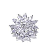 Crystal broche, Messing, met Kristal, Bloem, platinum plated, voor vrouw, nikkel, lood en cadmium vrij, 38mm, Verkocht door PC