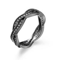 Kubisk Circonia Micro bane messing Ring, plumbum sort farve forgyldt, Unisex & forskellig størrelse for valg & Micro Pave cubic zirconia, nikkel, bly & cadmium fri, Solgt af PC