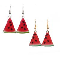 Sinc Alloy Buail Earring, iarann Hook earring, Watermelon, plátáilte, do bhean & cruan, dathanna níos mó le haghaidh rogha, luaidhe & caidmiam saor in aisce, 45x21mm, Díolta De réir Péire