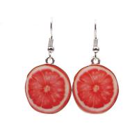 Zinc Alloy Drop Earring, jern ørering krog, Pomelo, platin farve forgyldt, for kvinde & emalje, bly & cadmium fri, 45x22mm, Solgt af par