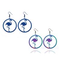 Boucle d'oreille goutte inox, acier inoxydable, fer boucle d'oreille crochet, oiseau, peinture, pour femme, plus de couleurs à choisir, 48x45mm, Vendu par paire