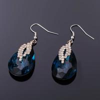 Zinc Alloy Drop Earring, med Glas, guldfarve belagt, for kvinde & facetteret, bly & cadmium fri, 10-15mm, Solgt af par