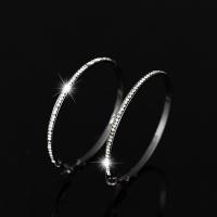 Mens Stainless Steel Hoop Earring, Zinc Alloy, rustfrit stål ørering indlæg, forgyldt, for kvinde & med rhinestone, flere farver til valg, bly & cadmium fri, 55x2mm, Solgt af par