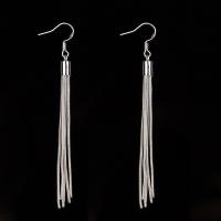 Fashion Fringe Oorbellen, Zinc Alloy, ijzer oorbel haak, platinum plated, voor vrouw, lood en cadmium vrij, 80x5mm, Verkocht door pair