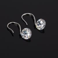 Boucles d'oreilles cristal, laiton boucle d'oreille crochet, Placage de couleur platine, pour femme & facettes, 25x8mm, Vendu par paire