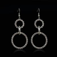 Strass Earring, Zinc Alloy, ijzer oorbel haak, platinum plated, voor vrouw & met strass, lood en cadmium vrij, 10-34mm, Verkocht door pair