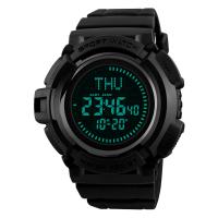 SKmei® mannen sieraden horloge, Silicone, met plastic wijzerplaat & Roestvrij staal, plated, 50M waterdicht & met kompas & verstelbaar & LED & voor de mens, 55x53x17mm, 22mm, Lengte Ca 10.2 inch, Verkocht door PC