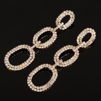 Rhinestone Earring Zinc Alloy stainless steel post pin plated for woman & with rhinestone lead & cadmium free Sold By Pair