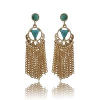 Fashion Fringe Oorbellen, Zinc Alloy, met Synthetische Turquoise, roestvrij staal oorbel bericht, kwast, plated, Bohemien stijl & voor vrouw, meer kleuren voor de keuze, lood en cadmium vrij, 60mm, Verkocht door pair