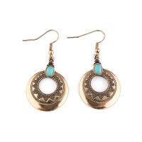 Turkoois oorbellen, Zinc Alloy, met Synthetische Turquoise, ijzer oorbel haak, Donut, plated, Bohemien stijl & voor vrouw, meer kleuren voor de keuze, lood en cadmium vrij, 33mm, Verkocht door pair