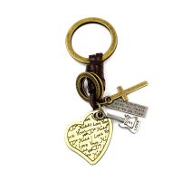 Key Chain, Zinc Alloy, med Koskind, Heart, forgyldt, med bogstavet mønster, 35x28mm, 98mm, Solgt af Strand