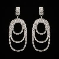 Boucle d'oreille strass, alliage de zinc, acier inoxydable puce boucle d'oreille, Placage, pour femme & avec strass, plus de couleurs à choisir, sans plomb et cadmium, 10-29mm, Vendu par paire