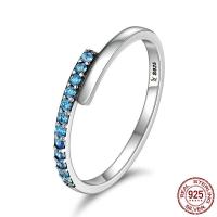 Thailand Sterling Sølv Finger Ring, forskellig størrelse for valg & for kvinde & med cubic zirconia, 2mm, Solgt af PC