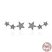 Kubinių cirkonis (CZ) Stud Auskarai, Tailandas Sidabro, Žvaigždė, moters & su kubinių Zirconia, 6x13mm, Pardavė PC