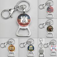 Zinc Alloy Key Chain, med jernring & Glas, Flad Rund, platin farve forgyldt, kan også bruges som oplukker & tid perle smykker & med mærkat & forskellige design til valg, bly & cadmium fri, 82mm, Solgt af PC