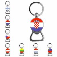 Zinc Alloy Key Chain, med jernring & Glas, Flad Rund, platin farve forgyldt, kan også bruges som oplukker & tid perle smykker & med mærkat & forskellige design til valg, bly & cadmium fri, 82mm, Solgt af PC